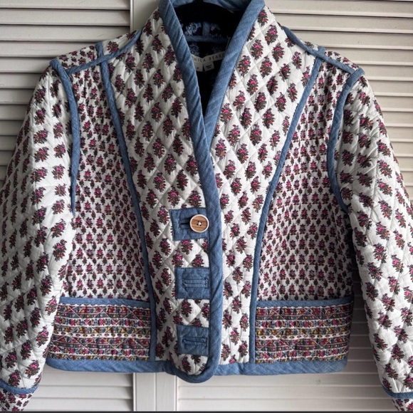 Veronica Beard Jackets & Blazers - Veronica Beard Kamila Reversible Quilted Cropped Jacket Cream Multi